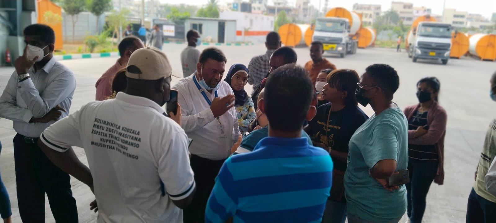Waste collection and transportation crew with fleet vehicles