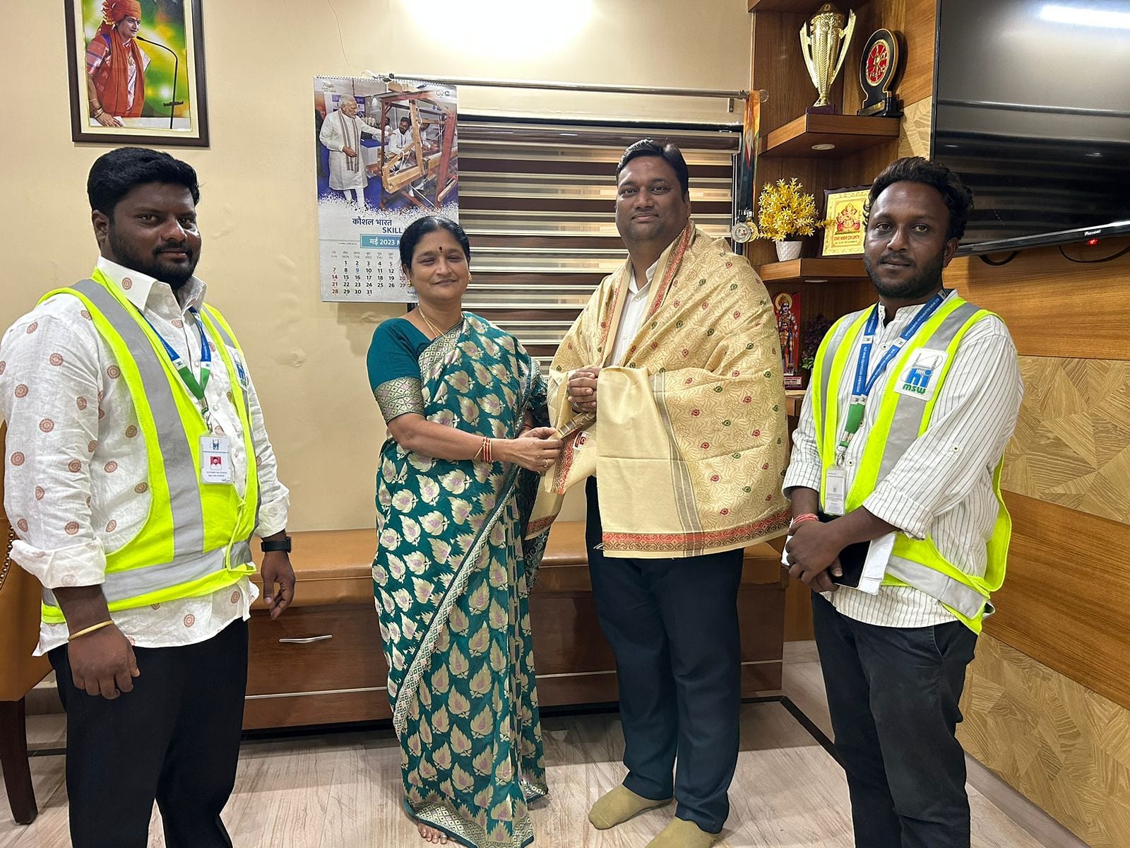 Felicitation with sanitation workers and municipal representatives
