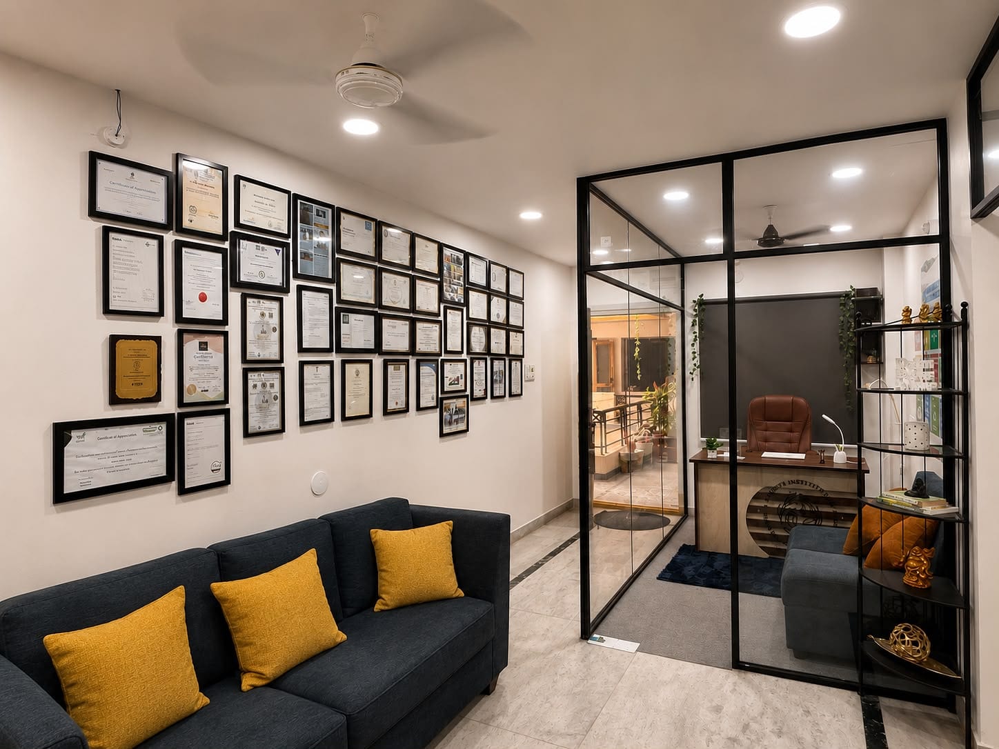 Reception and seating area at the AIWMR Hyderabad office